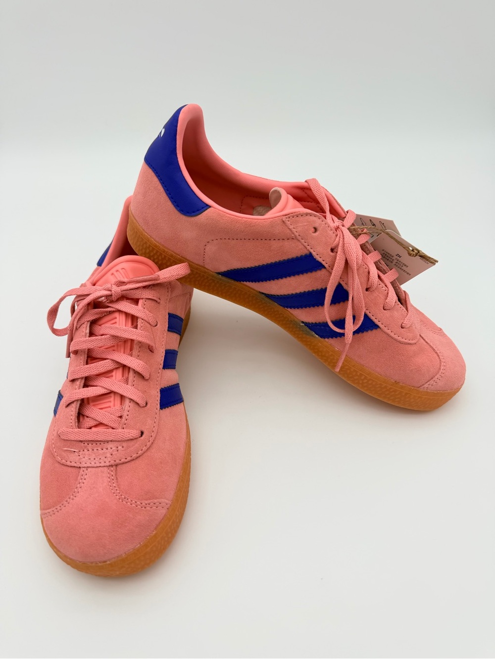 Adidas Gazelle Women's Suede Sneakers - Pink & Royal Blue Stripes EU 38